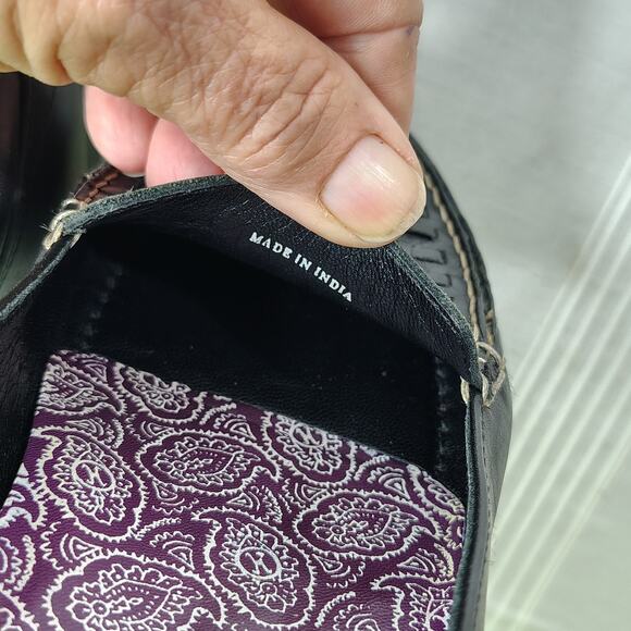 Cole Haan Leather Slip On Flats Loafers Black Weave Women's Size 8B - Picture 8 of 11